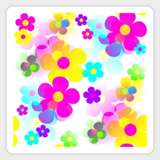 60's Retro Mod Small Flowers Multicolor Pop Art Magnet